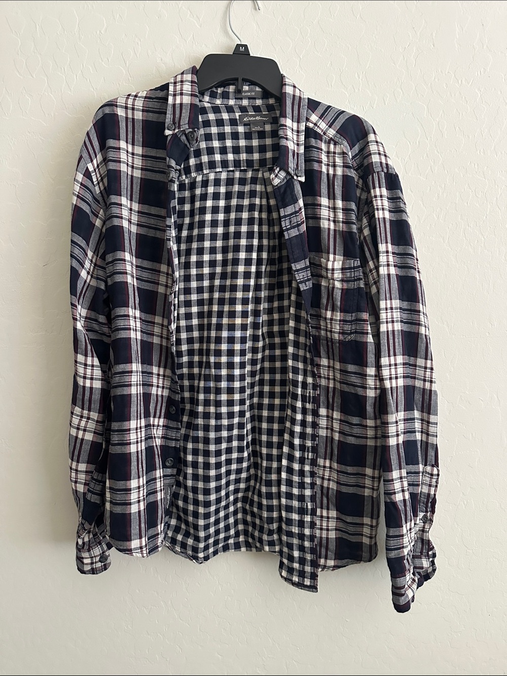 Men's Dark Blue Classic Fit Flannel - Pattern